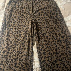 SHEIN Leopard Print Wide Leg Pants - Brown and Black